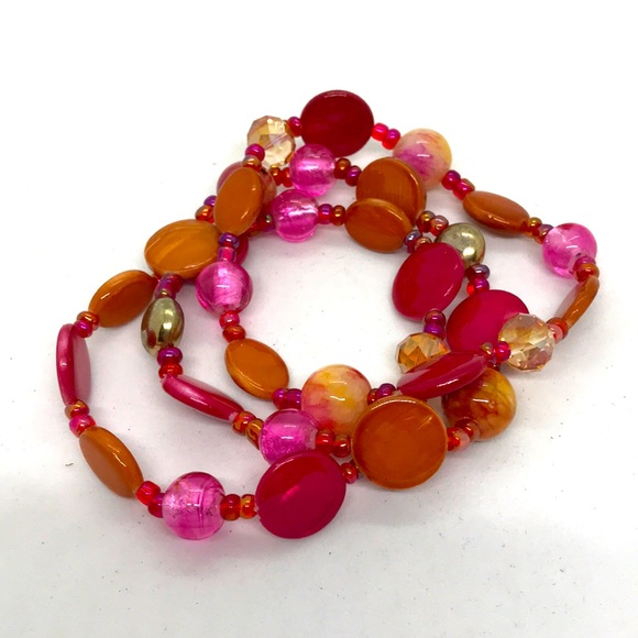 Fashion Jewelry Jewelry - Colorful Beaded Elasticized Bangle Bracelet Set